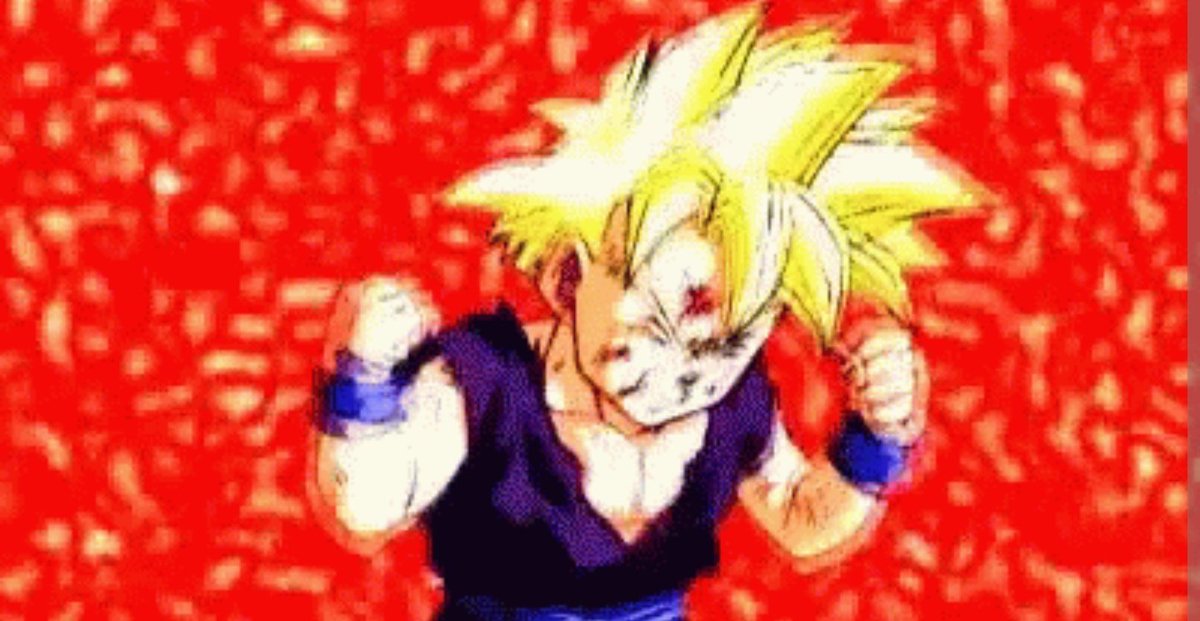 Sugomadic69's tweet photo. @YoshingtonDC The red in the background isn't UGB2s Element.
It's a reference to the scene where gohan first unlocks ssj2 to let the players know that Gohan only teams are going to take over the meta until the next fucking icon change. https://t.co/xWqEwmJvke