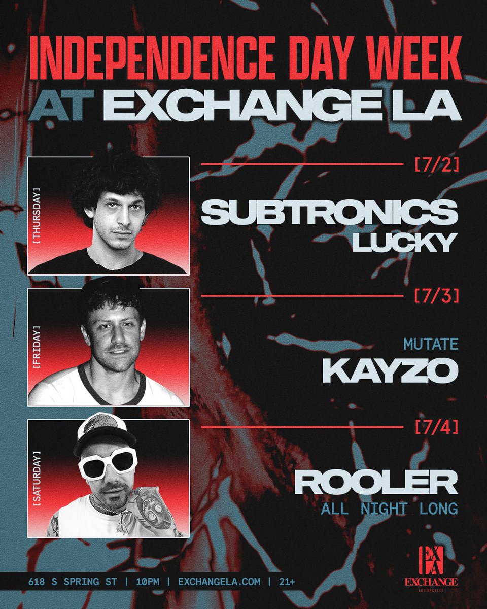 ExchangeLA's tweet photo. The place to be at this Fourth Of July 🖤

Final Tickets: https://t.co/b0f7fZWN86 https://t.co/emYOxQx4vi