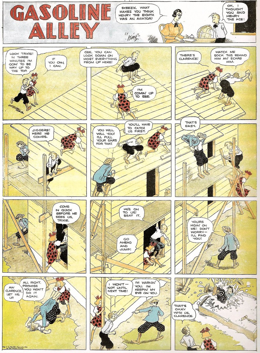 NonsenseIsland's tweet photo. So many of these comics that I used to think were lame as a kid were actually amazing decades before I was born. Modern GASOLINE ALLEY, for instance, is nothing like the beautifully drawn Frank King strips from the 1930s. https://t.co/KXHI2ah9tc