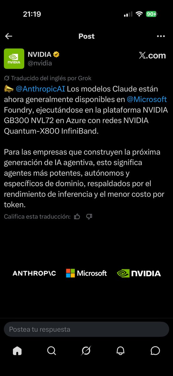 Yerayher87's tweet photo. @danroberts0101 Justo en el momento de tweet por parte de @nvidia  y junto con @AnthropicAI  saca @danroberts0101  este tweet. 
Entiendo que están testeando los centros de datos para dar el paso más grande de la historia. Esperaremos el mega contrato tomando una copa https://t.co/i5XCIe6I9d
