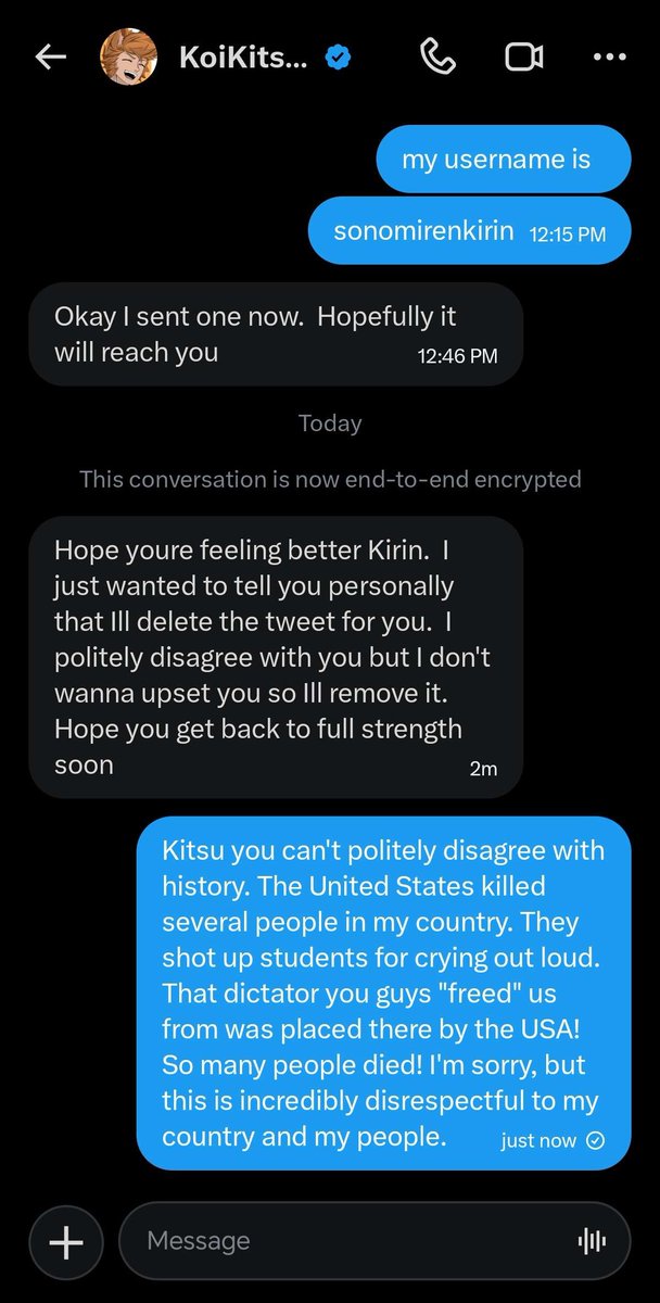 sonomirenkirin's tweet photo. Hey, don't come up to me and tell me how my country's history happened. You can't "politely disagree" with history. Let's get a little in depth into Panamanian history, shall we?

Independence
On the 28th of November of 1821, Panama declared its independence from Spain WITHOUT the intervention from the United States. At NO point did they "help us become independent".

Canal
France began construction of the Canal in 1881 and stopped them in 1898 because of investors not being confident and the workers' mortality rate being too high due to the yellow fever being spread by mosquitos. It is AFTER this happens, in 1903 (Right after Panama's separation from Colombia, taking advantage of our situation) that the Hay-Bunau Varilla treaty is signed, taking power, rights and authority to build, manage, maintain and protect the Canal. Essentially, they made it american territory. We got the Canal back the 31st of December of 1977.

Martyrs
9th of January, a group of 200 students from Instituto Nacional de Panamá visit American authorities and get permission to raise the Panamanian flag + sing the Anthem. They are stopped by Balboa Police and get told that only 5 students will be allowed to continue. They get booed and even ATTACKED when they sing the anthem. After the news spread, many more students come back to raise the flag. Balboa Police is unable to stop the sheer number, so they ask for the USA for help. They then proceed to bring out guns, machine guns and TANKS to stop STUDENTS. STUDENTS who DIED to raise the flag. So many people were injured that the Santo Tomás Hospital has no more room to treat the wounded. The Panamanian President begs the United States to stop the massacre to no avail. By midnight the gunfire had not ceased and Panamanian residences had an incredible amount of bullet holes. 21 people died and over 500 were hurt.

Watermelon Slice Incident
15th of April, 1856. American man Jack Oliver steals a Watermelon slice from Panamanian seller José Manuel Luna. José asks for payment and Jack insults and threatens José with a revolver. Another American pays for the slice, when a Peruvian man named Miguel Abraham disarms Jack. This causes an immediate fight between Americans and Latin americans. 2 panamanians and 15 americans died. 16 people were hurt.

USA invasion of Panama (Operation "Just Cause")
Panama was under the power of Manuel Noriega, COLLABORATOR OF THE CIA. Manuel Noriega was a DICTATOR. 20th of December, 1989. The United States starts their invasion, by the end of which the Pentagon states around 516 panamanians died. This, however, is contested by Panama, which our estimation states it's more so around 500 to 4000 civilians murdered.

This isn't a "minor disagreement" or something you can "personally disagree" with. This is my history. This are my people. People who died at the hands of your country. You will not come up to me and disrespect my entire country and history simply because you want to believe your country saves everything it touches. You wanted sources, so here are your sources. Respect me and my country. I'll have your chibi model done by the end of today, but I do not want you to contact me again.