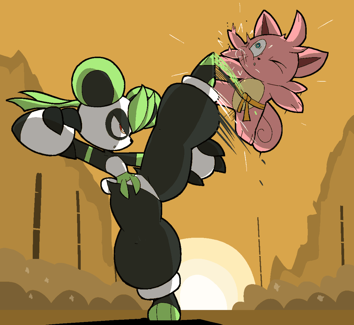 Usagibun1's tweet photo. Cattiva has been training and asked Leafan for a sparring match. 
....ouch!
#palworld https://t.co/HXcu6cZWe0
