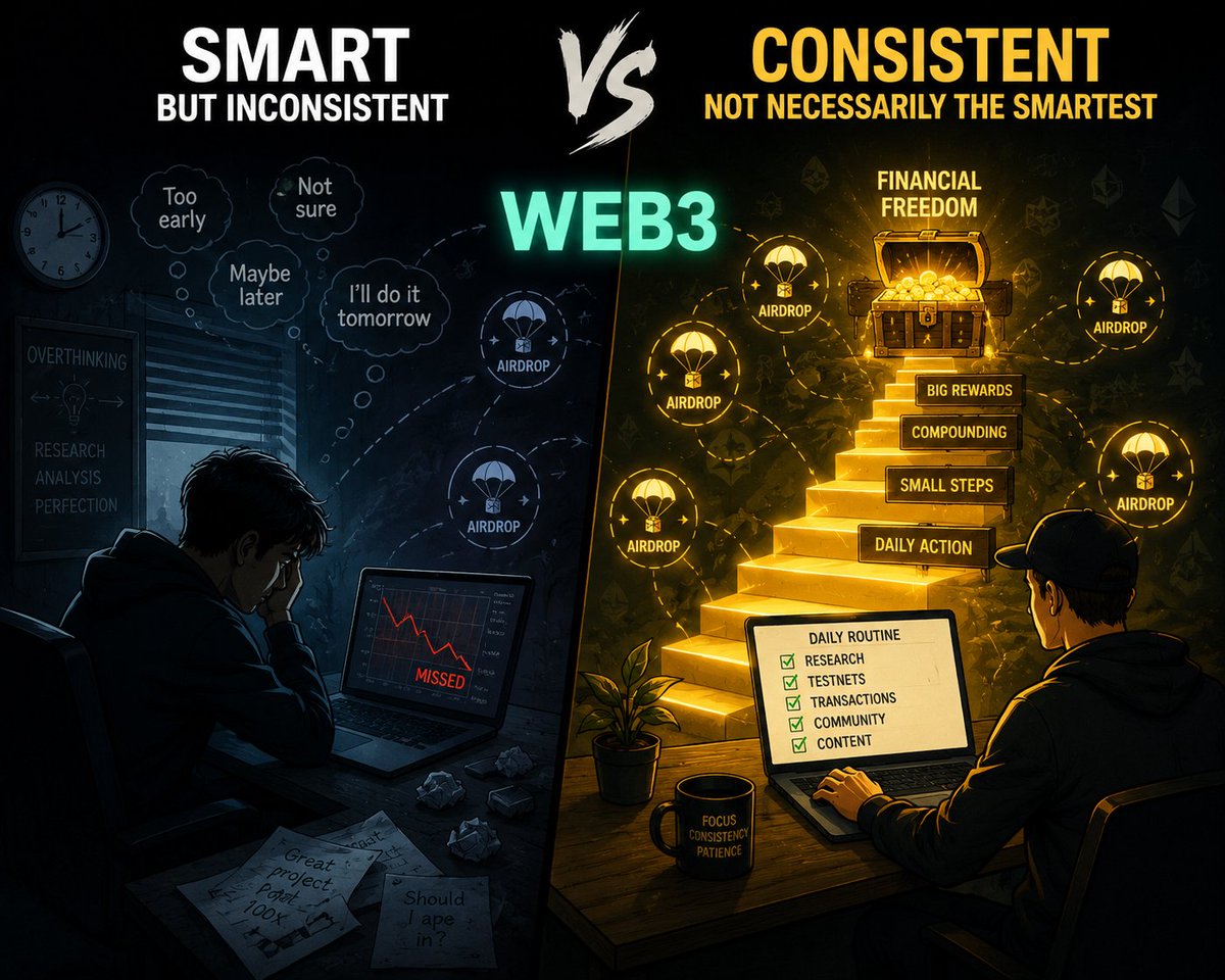 ab0_1m's tweet photo. 🚨 Hot take:

The people who make the most money in Web3...

aren't the smartest.

They're just the most consistent.

Agree or disagree? 👇 https://t.co/1yzRlEMxP4