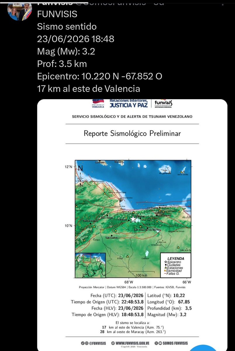 INGHECTOR2's tweet photo. #VenezuelaNoEstáSola Un día antes  ya la naturaleza avisaba que venía un terremoto no nos dimos cuenta,ocurrían sismos en Biscucuy, Valencia y Guiria más de 200 km de falla, se origina un gran terremoto que en efecto se dió finalmente el 24/06 en San Felipe de 7,2 y 7,5. https://t.co/DLDr8vxLT4
