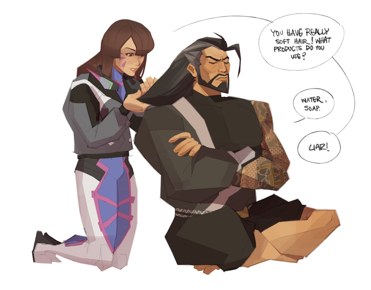 riverburnsfire's tweet photo. Not a ship, just friends. I like to think that Hana forces Hanzo to actually be sociable, he objects but caves in because he caressss for herrr (awwww) #overwatch https://t.co/IuEDD8rhob