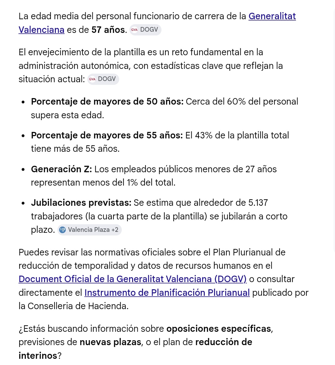 XaviArnou's tweet photo. Context 👇🏻

La mitjana d'edat del funcionariat de la GVA són 57 anys.

Quasi la meitat té més de 55 anys.

El 60% supera els 50.

Els joves no estem accedint a la funció pública. No hi ha relleu.

1/4 se va a jubilar abans de 2030.

quin panoramón

El que faran: externalitzar https://t.co/mYhkET7Xtd