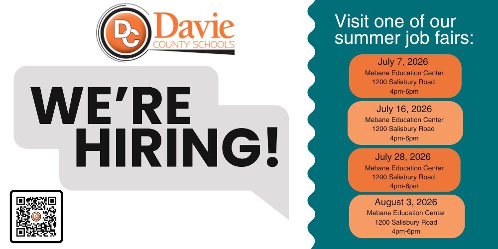 DavieCountySch's tweet photo. Davie County Schools to Host Summer Job Fairs https://t.co/CE4CPDl3WW https://t.co/gLNmkOJRAm