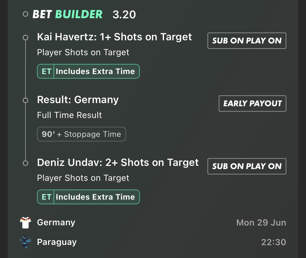 AnalyticsLabX's tweet photo. Germany 🇩🇪 vs Paraguay🇵🇾 Bet builder odds 3.20X https://t.co/tEnsM15dZ4