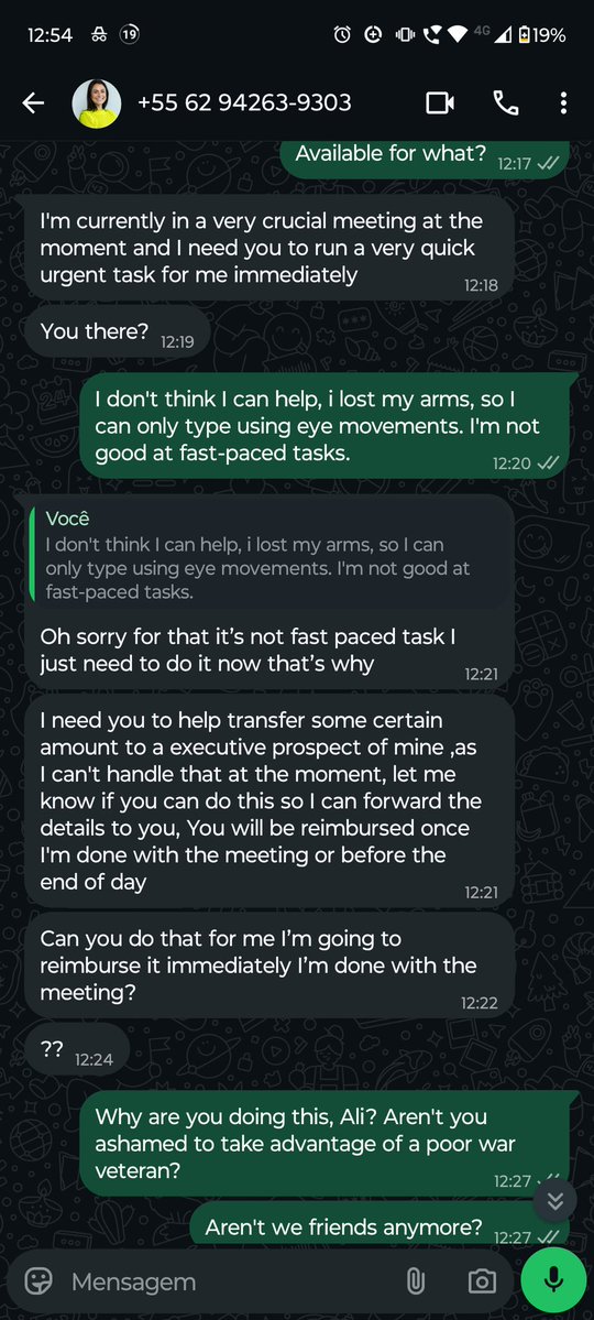 ninorock's tweet photo. Hoje tava com tempo pra praticar meu inglês!

#Golpe
#Golpista
#TentativaDeGolpe
#Scam
#WhatsApp
#SegurançaDigital
#Cibersegurança
#Brasil
@WhatsApp
@SaferNetBrasil
@tecmundo
@canaltech
@OlharDigital https://t.co/q0ipDsKUBK