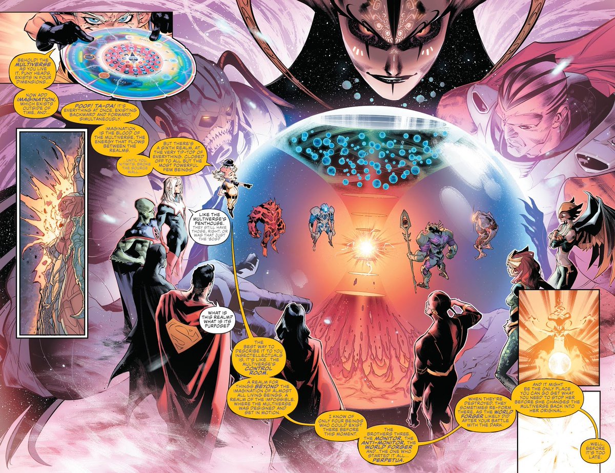 RogueSoul8's tweet photo. @gojichronic 1/3

I just wanna say that Cosmic Armor Superman would scale lower than Rebirth/Infinite Frontier Superman.

Superman one punched World Forger, somebody who is from the 6th dimension which is even beyond the Monitor Sphere, it's at the edge of the DC multiverse. https://t.co/yb85irji96