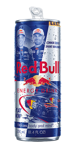 Knighter01's tweet photo. Red Bull is bringing back a #NASCAR-inspired limited-edition can for the first time in 15 years, launching June 29 exclusively at Circle K in 8.4 fl oz (featuring @ConnorZilisch) and 12 fl oz (featuring @shanevg97) single cans. https://t.co/qQDMl4YNel