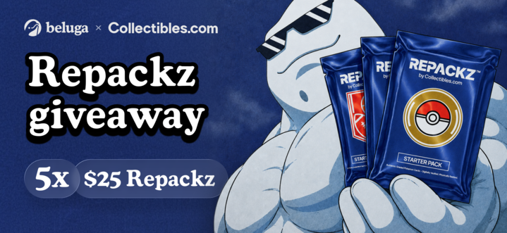 heybeluga's tweet photo. Beluga x Collectibles Giveaway! 🐳

We’re giving away 5 free $25 Repackz.

How to enter:
1. Follow @heybeluga &amp; @Collectibles 
2. Like &amp; Repost 
3. Tag 3 frens in comments 

Winners picked on Friday July 3rd. https://t.co/VkyF3wkSjr