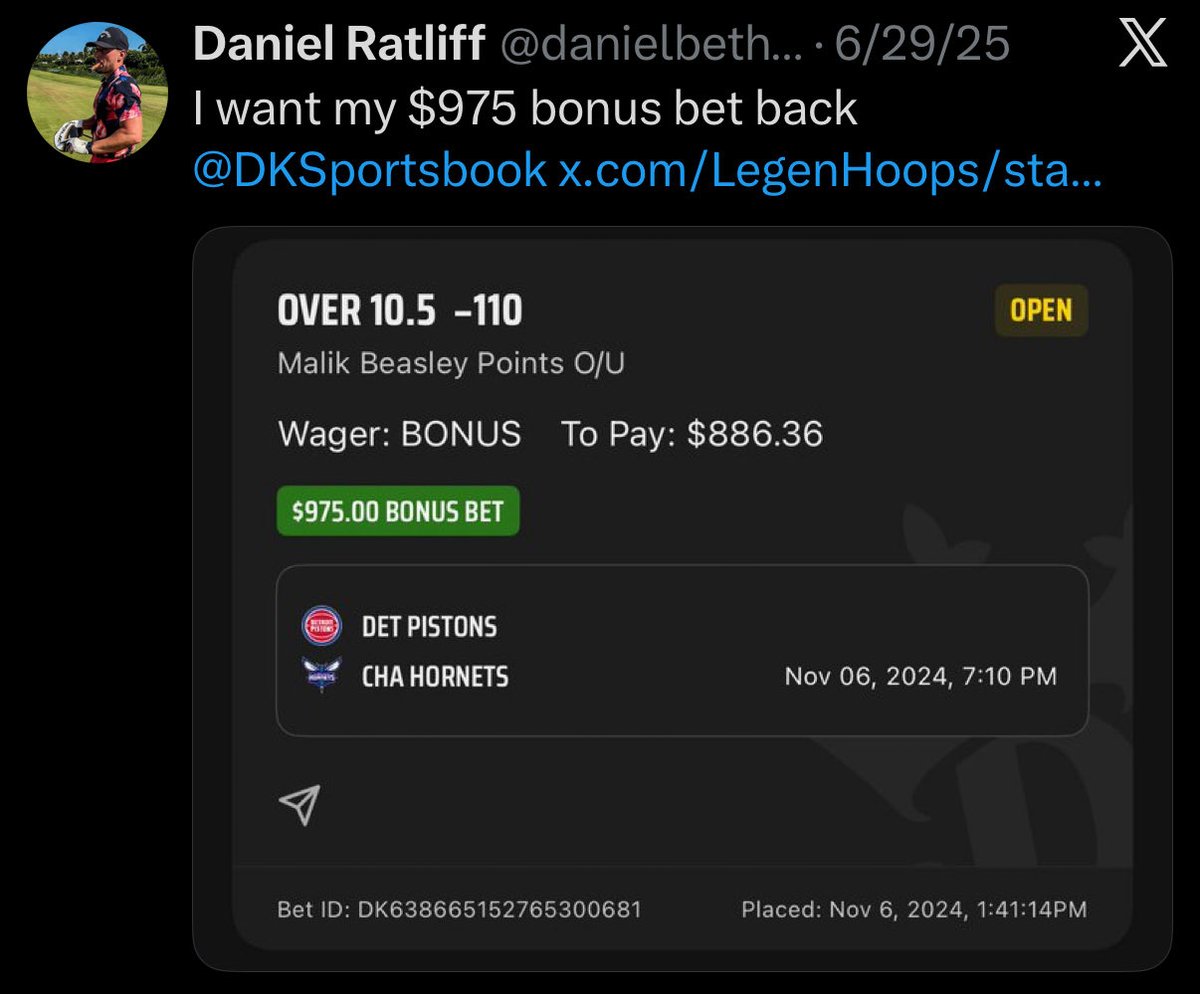 danielbethaven's tweet photo. @DraftKings I’m bringing this back…. https://t.co/KcyL14VDQQ