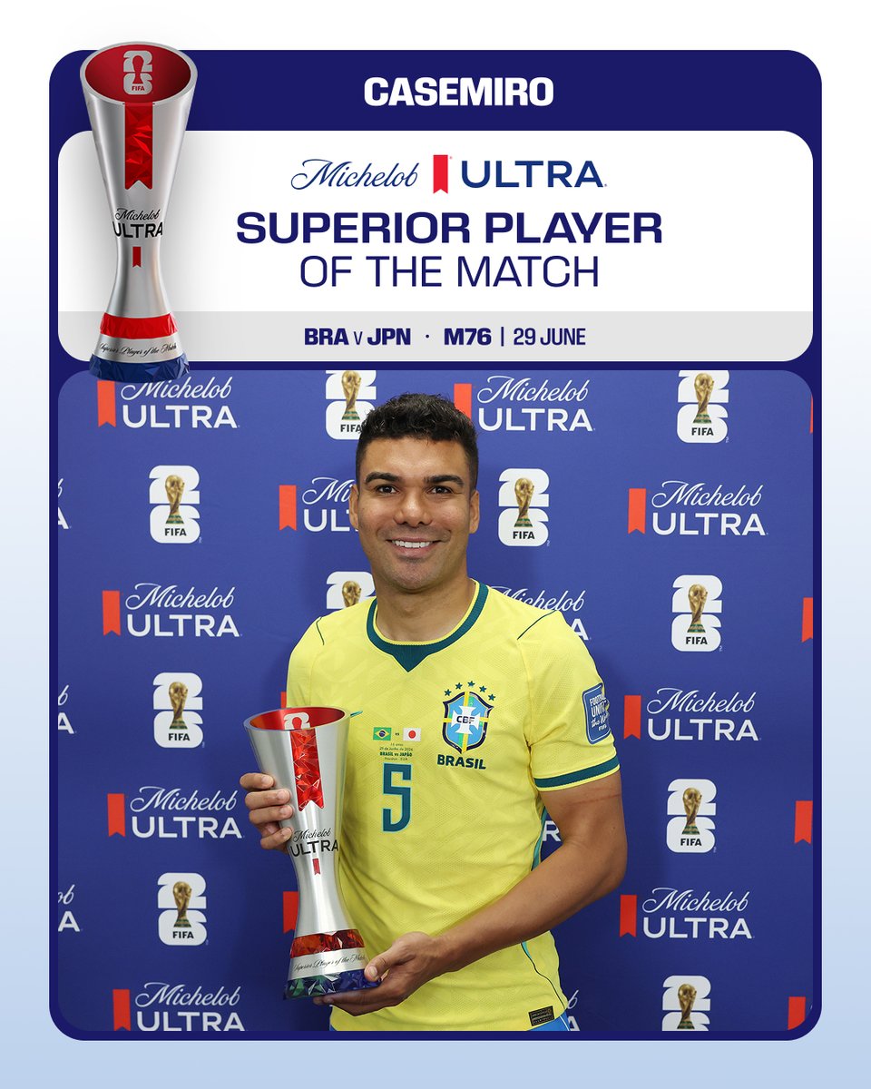 FIFAWorldCup's tweet photo. Your votes are in – Casemiro is the @MichelobUltra Superior Player of the Match! 👑

 #FIFAWorldCup #SuperiorPOTM https://t.co/4eqc45OHwL