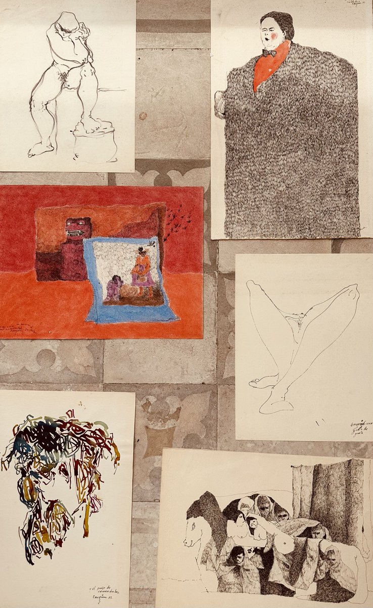 EdmundoFont's tweet photo. CRESPIN, artista salvadoreño notable, con obra destacada en colecciones y museos de su país, y del extranjero, fue otro amigo pintor al que compré un bello óleo que me acompañó en 4 continentes; ahora rescato otros dibujos significativos, entre mis alforjas de 50 años viajando. https://t.co/HYRSS7WUq7