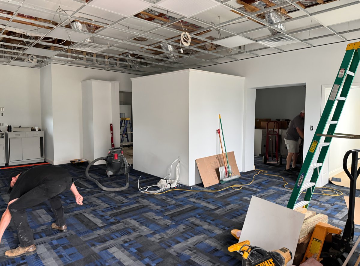 QueenstownBank's tweet photo. How it started and how it's going! Renovations at the #QueenstownBank Grasonville Branch continue, with crews sparing no detail to ensure that the re-opening in late July provides you with an even better banking experience! https://t.co/2MkgDD2mZ7