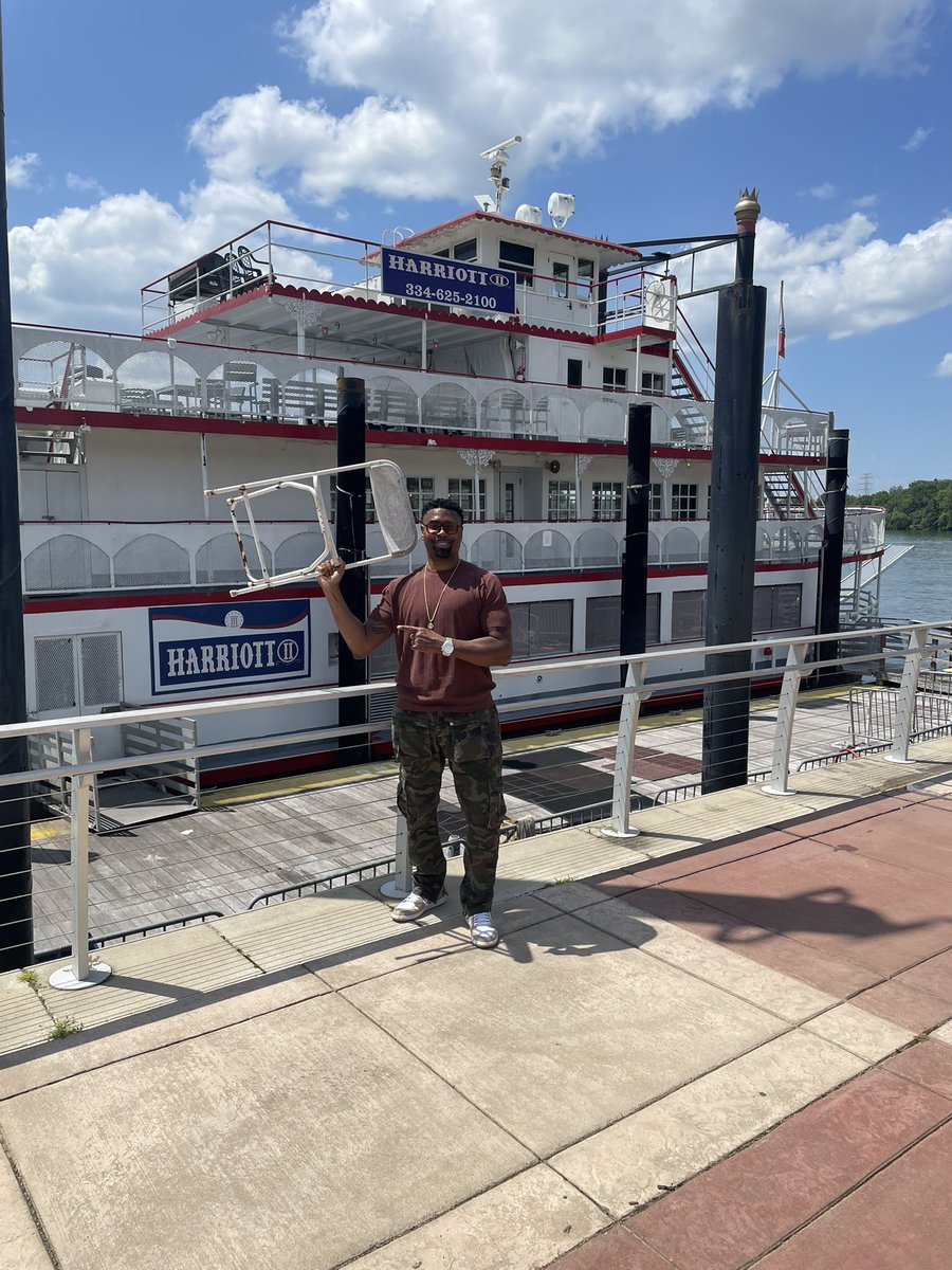 tariqnasheed's tweet photo. I’m out here at the Fade In The Water Riverboat site in #Montgomery #Alabama right now…  
Why is the “chair of justice” still here as a tourist attraction?  😂😂 https://t.co/99qpMKsGum