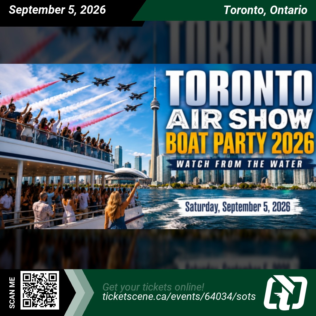 Ticketscene's tweet photo. This September, skip the packed shoreline and experience Toronto’s Air Show weekend from Lake Ontario at @TheRiverGambler on Saturday, September 5, 2026 at 11:30 am
Get your tickets online https://t.co/g5hLbUVhVk

#toronto #torontoevents #torontoairshow #airshowweekend https://t.co/JPDgpo0xhL