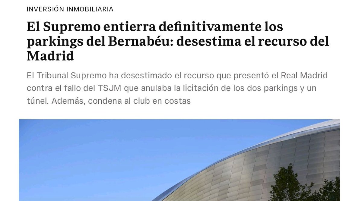 RuidoBernabeu's tweet photo. ¡Cacicada parada! Pretendían meter  1.000 coches a la hora en un barrio saturado, pagado por todos los vecinos a beneficio exclusivo del estadio. Ahora, además, nos costará una indemnización millonaria por las obras ejecutadas. Otra genialidad del abogado del estadio @AlmeidaPP_ https://t.co/fgu3GFnysb