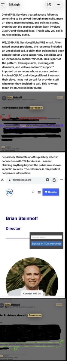 amadmavworld's tweet photo. This is what I mean by an Accessibility dump: access failure answered with more calls, VP chats, meetings, and training claims — not usable CI/APD access. Public role/context shown only.
#AccessibilityDump #PropioLanguageServices #TDIForAccess #GlobalVRS https://t.co/FqKtqTgVzg