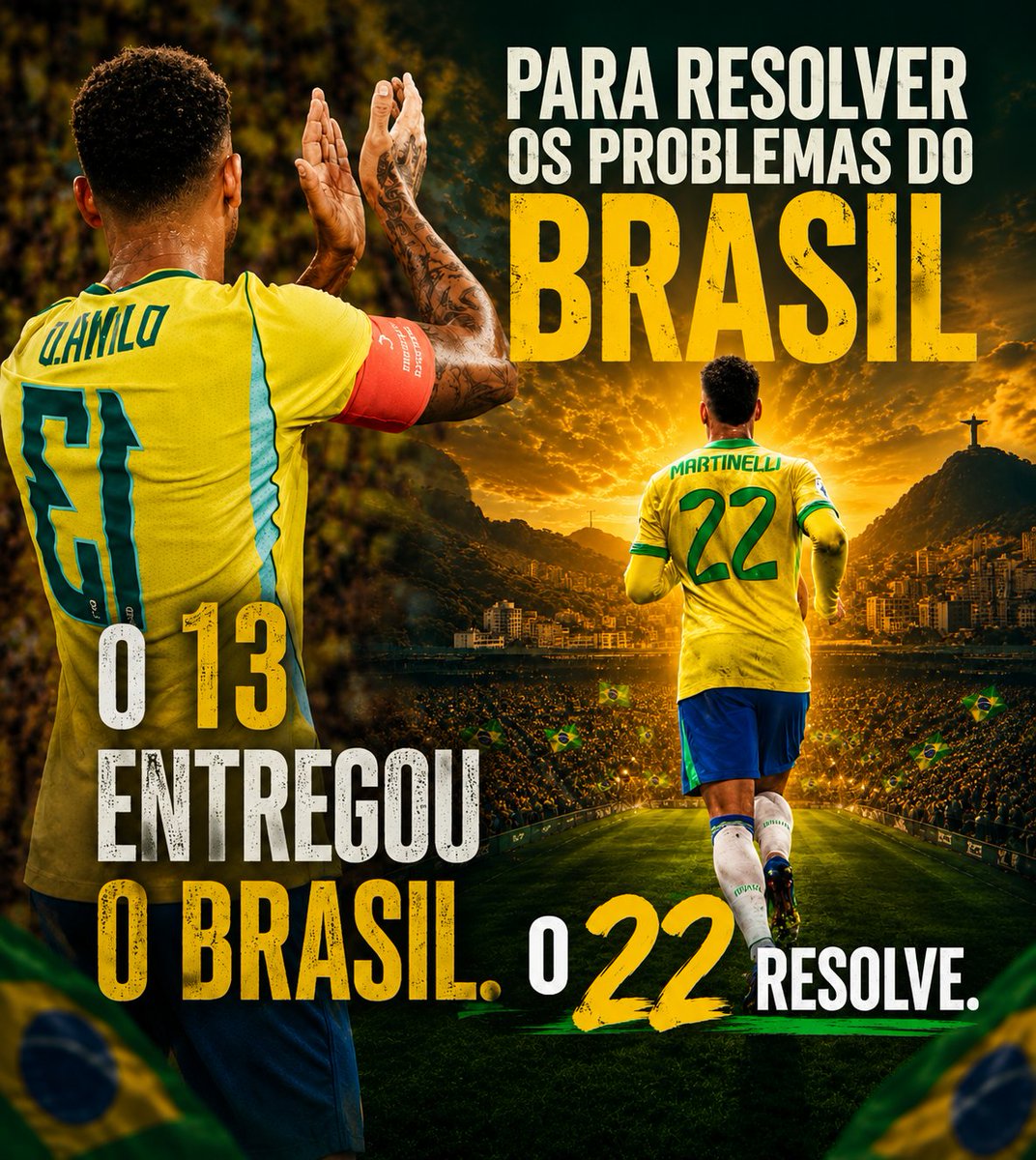 DiversosComedia's tweet photo. @FlavioBolsonaro @MonteiroDjair O 13 entregou o gol, o 22 resolveu o problema do Brasil. https://t.co/iPHcMgk1bP