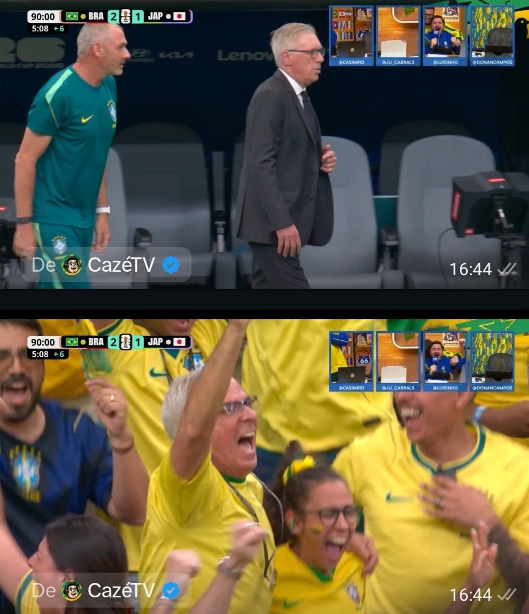 OExoddia's tweet photo. Ancelotti é foda, comanda a seleção e torce por ela da arquibancada ao mesmo tempo https://t.co/llx5crmsFN