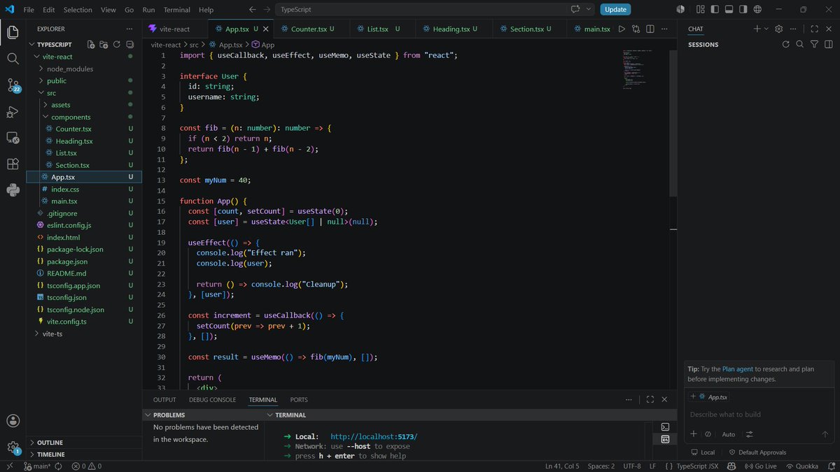 SScodings's tweet photo. Learned how React Hooks work with Typescript...More like a revision session
REact+TS Project dropping soon https://t.co/vJO5BJ4OQp