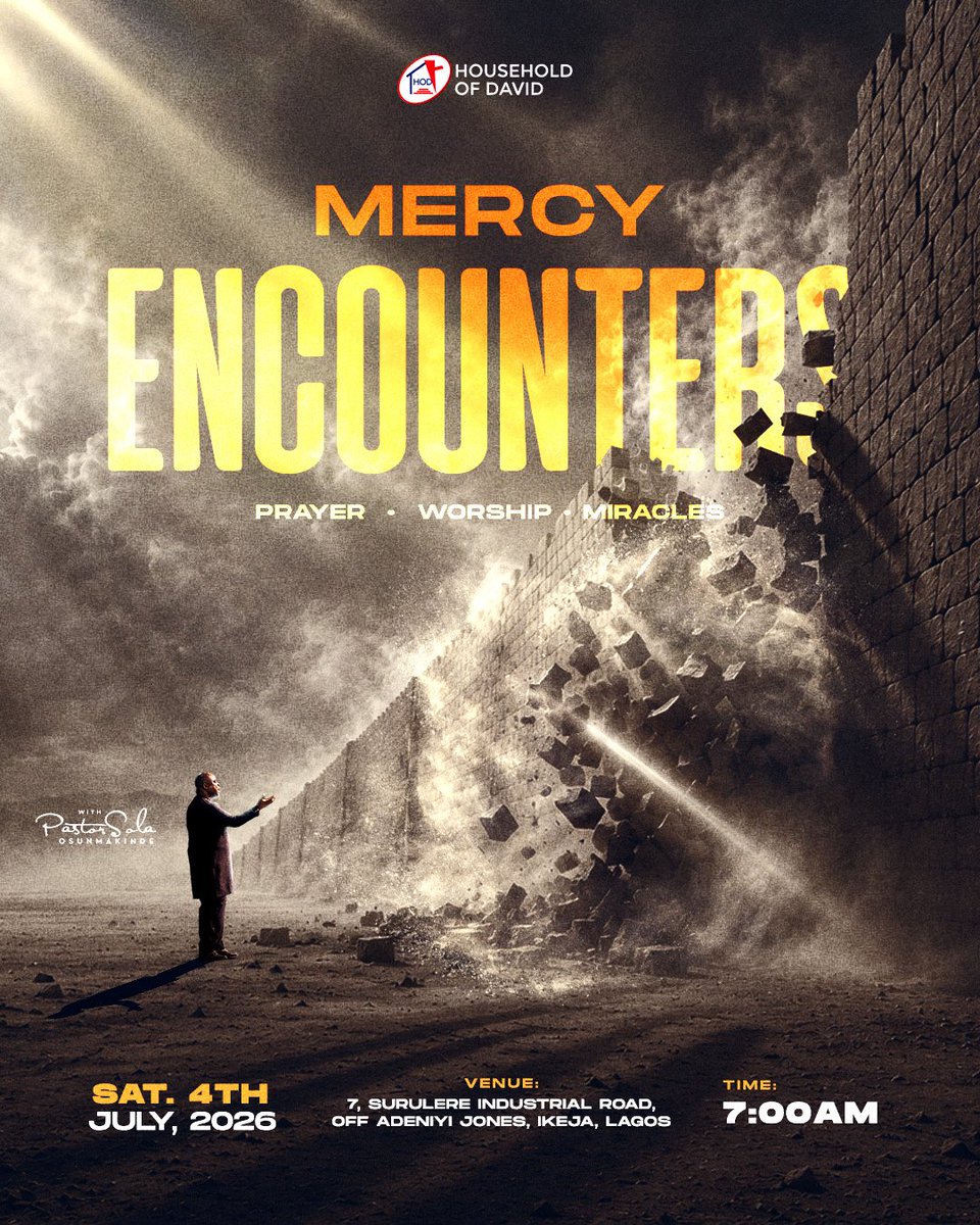 HODChurchNG's tweet photo. There are walls that have been standing for too long. Walls in your health, your finances, your family, your career.

Things that have refused to move no matter how hard you have pushed, prayed or tried. 

This Saturday, mercy is breaking them down.

#HouseholdofDavid https://t.co/OVtXmwO0QG