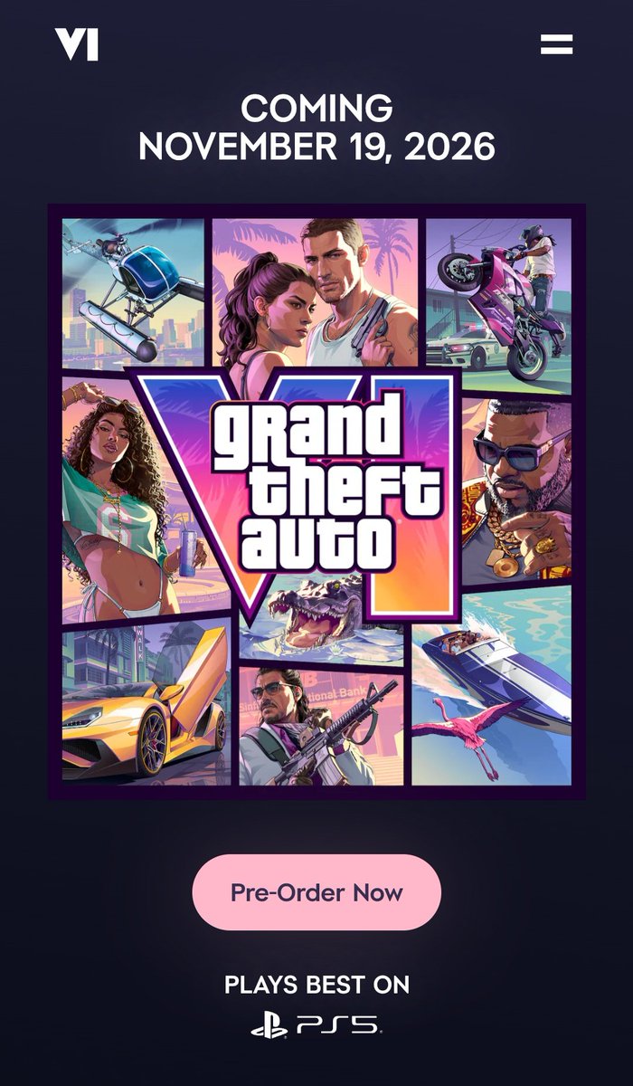 PinguElMejor's tweet photo. Tras este marketing de Rockstar Games del GTA 6 para PS5, han creado una página exclusiva para PlayStation donde pone "juega mejor en PS5", pero si vas a la página oficial de Rockstar Games no aparece eso, aparece lo de reservar en PS5 y XBOX Series X/S. https://t.co/Z0Nfajo449
