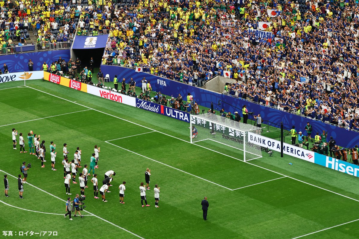 TeamJapan's tweet photo. #サッカー FIFAワールドカップ2026⚽️

【試合終了】
日本🇯🇵1-2🇧🇷ブラジル

ノックアウトステージ初勝利を目指して激闘を繰り広げるも、
あと一歩及ばず #TEAMJAPAN はベスト32でワールドカップを終えました。

たくさんの興奮と感動をありがとうございました👏

@jfa_samuraiblue https://t.co/9yzTsFudNT