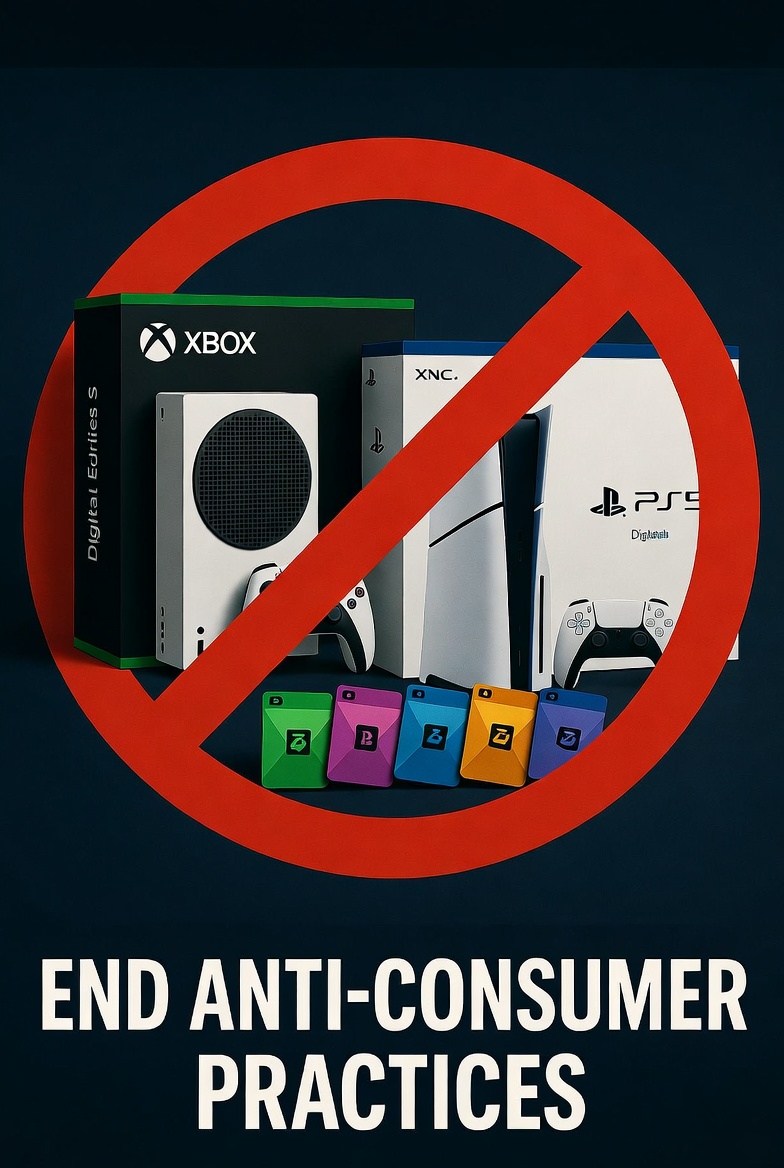 Kabliga's tweet photo. There is only one solution to the All Digital gaming nightmare we are being faced with. The same solution that worked to get the Sonic movie un-garbaged.  And it's not complaining on Reddit or 𝕏.  It's not even a boycott, they will just assume low sales low interest.

Actively supporting those who put game on physical medium first. Trade in your digital Xbox or Playstation for a disc Edition. Purchase a Switch two and maybe even a Switch one.  Selling your digital Edition keeps them from getting a new sale of a digital Edition they will make no money on your resale. They will be making money on the disc edition and that's all their bottom line will show.  Leave negative reviews on All Digital Editions of any non-pc based Hardware.

Spend 6 months finding and playing all the amazing games that are available with the entire game on disc no internet required.

And finally actively leaving negative reviews on any game you are interested in purchasing  "I would really love this game, looks amazing, but I will not support the anti-consumer practices of a long-term rental and I will purchase this game in full when physical copies are available. 1☆"

If you cannot enough game on disc games worth playing you're either not trying very hard or you are a very limited Spectrum gamer.

* caveat, Indie developers can rarely afford to ship anything physically and should not be judged to the same as multi-billion dollar companies choosing to send you an empty plastic box destined for the landfill. They can receive a different type of review.

"I love this game, I do wish the developers could offer it in physical form so I could have it and enjoy it forever. I would gladly pay again and more for a physical edition if they ever release it"

It's going to take a lot of work but it's a battle worth fighting. Make it a personal goal to leave one negative review on one game you like, that is digital only, everyday until you start running out. Then switch from whatever platform, amazon, best buy, gamestop, that you are leaving reviews, and start leaving them again on other sources.

It's a hard task, and it's dangerous to go out alone, we got this!

-Kabliga
