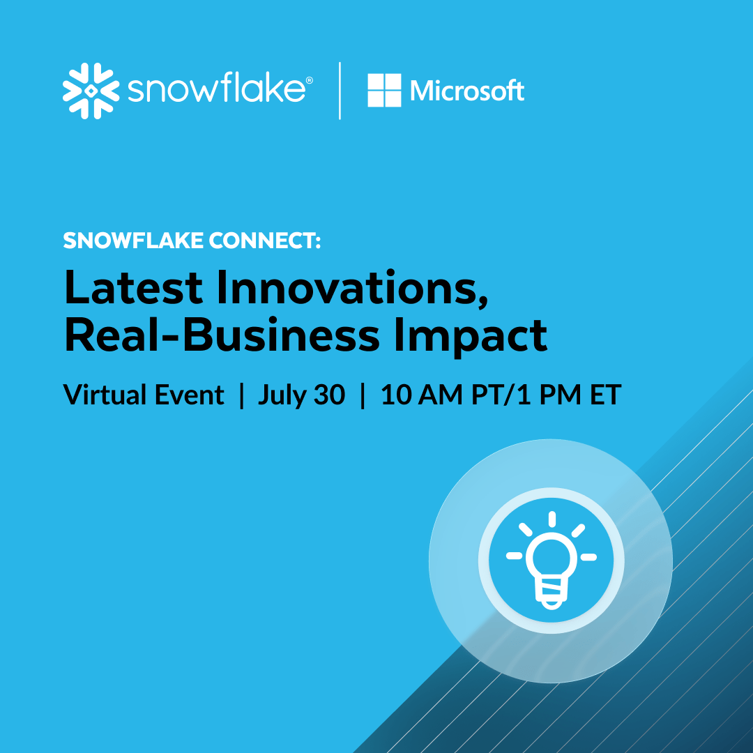 NiFiGuy_Tim's tweet photo. Are you getting the absolute most out of your data architecture?

Snowflake Connect is a quarterly series designed to share how leading businesses are putting the latest innovations to work, and driving real value.

Save your spot: https://t.co/1OR3AnMXnO https://t.co/qgddtiXVXL