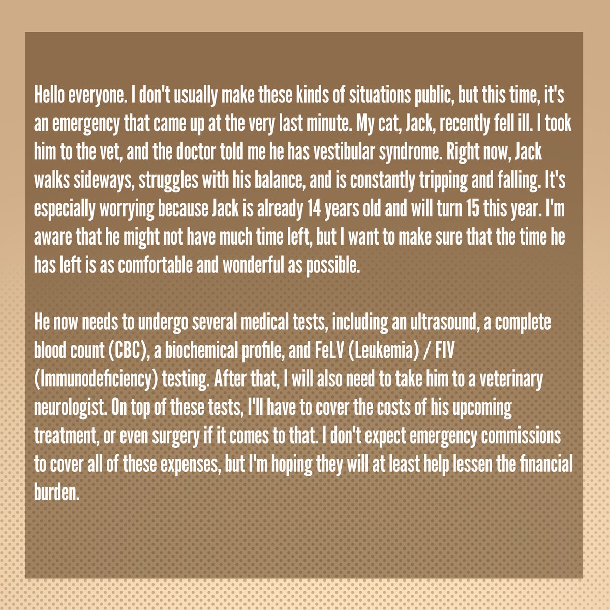 Teusloop's tweet photo. Hi, i decided to open emergency commissions. My Cat has gotten sicken badly. I ask you to please read or share. 

For anyone interesed please send me a DM. All kind of support will be appreciated. https://t.co/ETX9jLrLOD