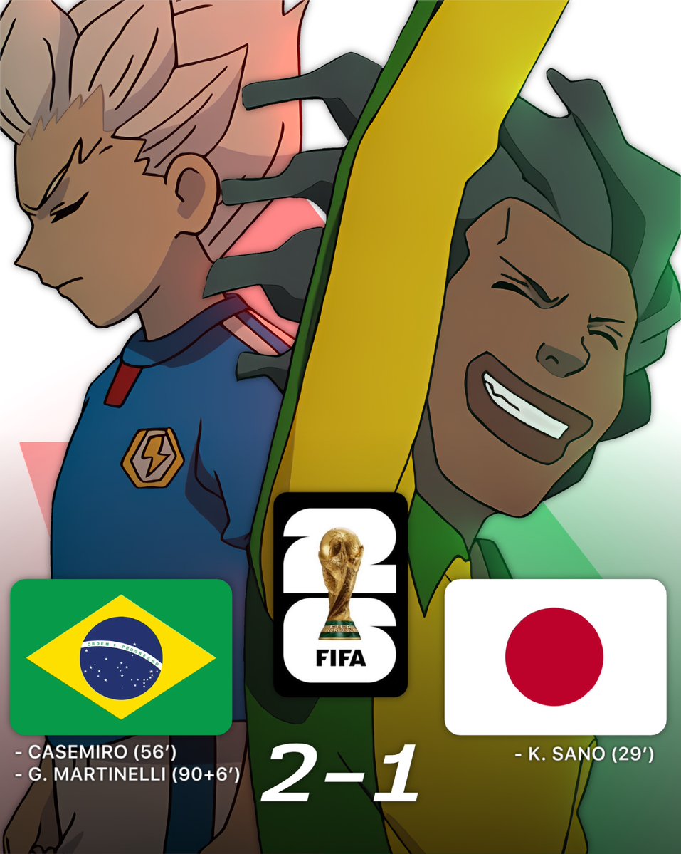 InazumaNational's tweet photo. 🇧🇷⚡️| BRAZIL, “THE KINGDOM”, DEFEAT "INAZUMA" JAPAN AND PROCEED TO THE ROUND OF 16!

THE STORY ENDS HERE. 🇯🇵💔 https://t.co/5GrwlRIcWG
