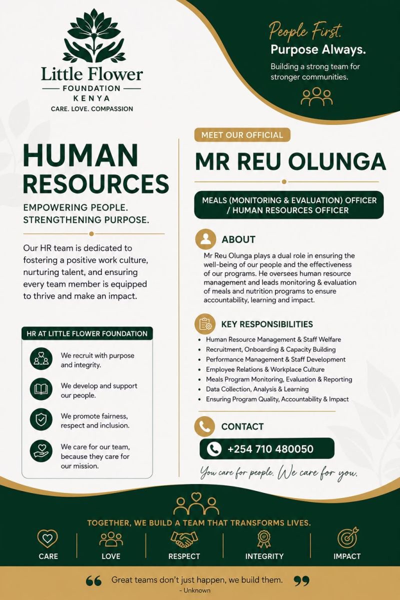 Lflower_12's tweet photo. We are delighted to introduce Mr. Reu, who joins Little Flower Foundation Kenya as our Human Resources lead.
At Little Flower Foundation, people are at the heart of our mission. He brings expertise in team spirit, compassion, empathy, talent development, organizational culture https://t.co/6ePkdoDYT9