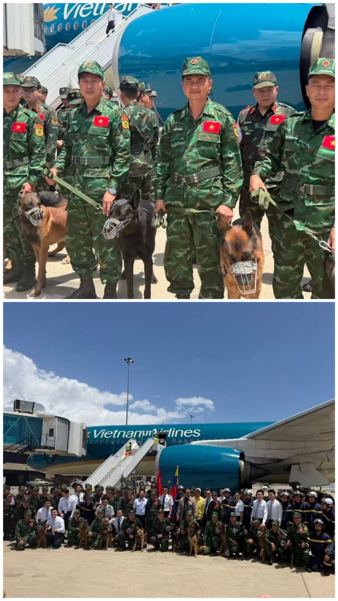 maibortpetit's tweet photo. Vietnam envía misión de rescate con 174 especialistas y 8 canes para apoyar labores de emergencia en Venezuela.

El contingente reforzará las operaciones en las zonas afectadas, donde se desarrollan labores de localización de personas, rescate y asistencia humanitaria. La participación del equipo vietnamita representa un importante apoyo para fortalecer la capacidad de respuesta ante la situación.