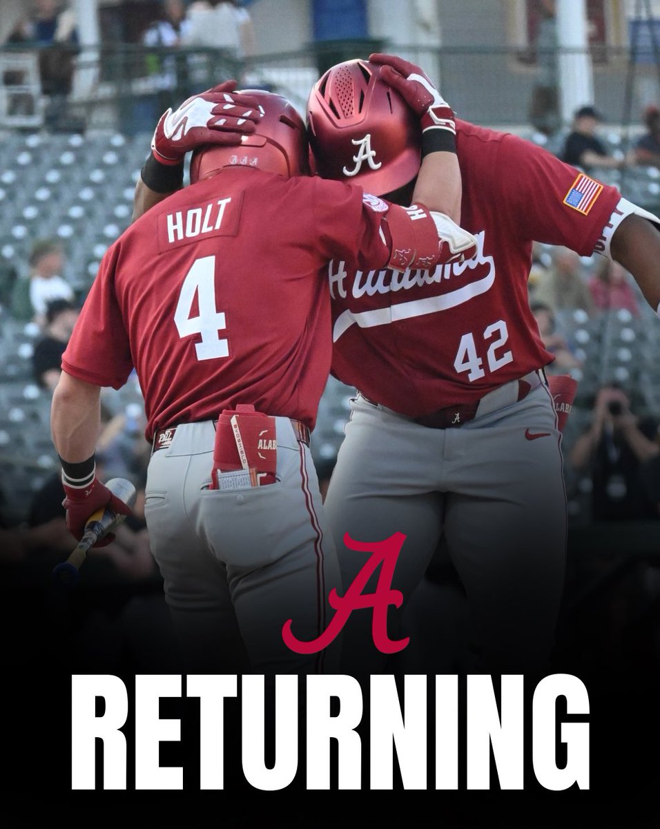 _aroundthehorn_'s tweet photo. Breaking: Freshman OF Eric Hines has announced his return to Alabama for 2027. In 135 AB Hines hit .289 with 14 XBH and 24 RBI. Hines was one of the top players in the 2025 recruiting class and will be a staple of the middle of the order in Rob Vaughns lineup. https://t.co/vzTos5UYrm