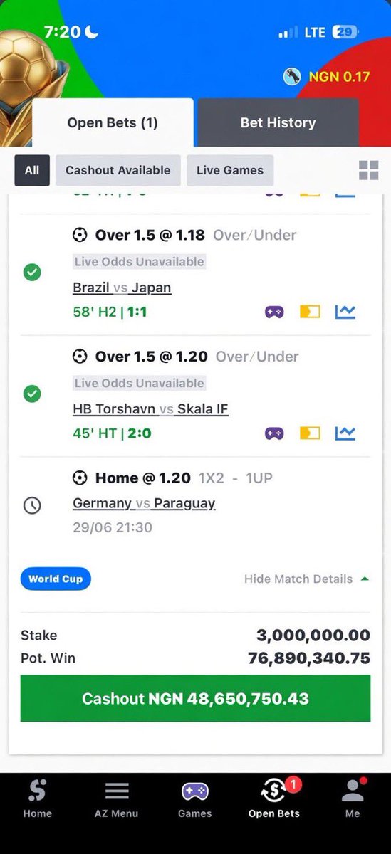 Smart6ix9's tweet photo. He did not cash out 😭😡
He lost 48 million because of Germany 1 up at 1.20 odds 💔 https://t.co/iEIaNwVTas