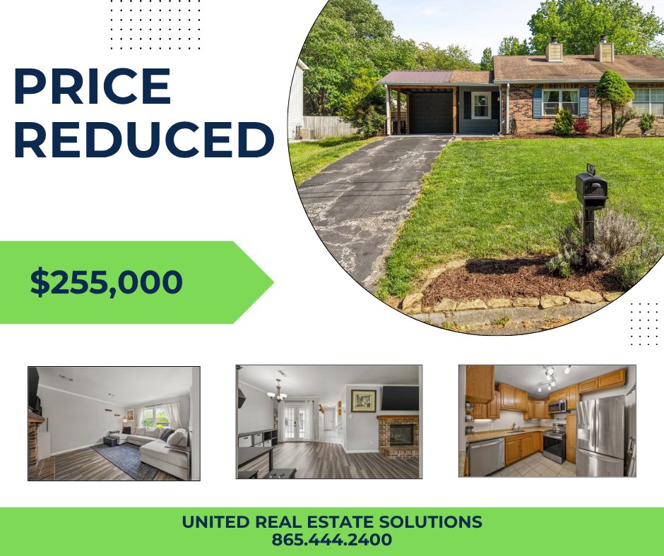 lori_runner's tweet photo. 🚨 NEW PRICE – JUST $255,000! 🚨

🏡 7563 NW Chatham Circle, Knoxville, TN 37909

Looking for an affordable home in West Knoxville? This could be the one!

Brisco Woods | 865-755-6537
Scott Lis | 865-242-5550
🏢 United Real Estate Solutions
Office: 865-444-2400 https://t.co/s00UlsJNsd