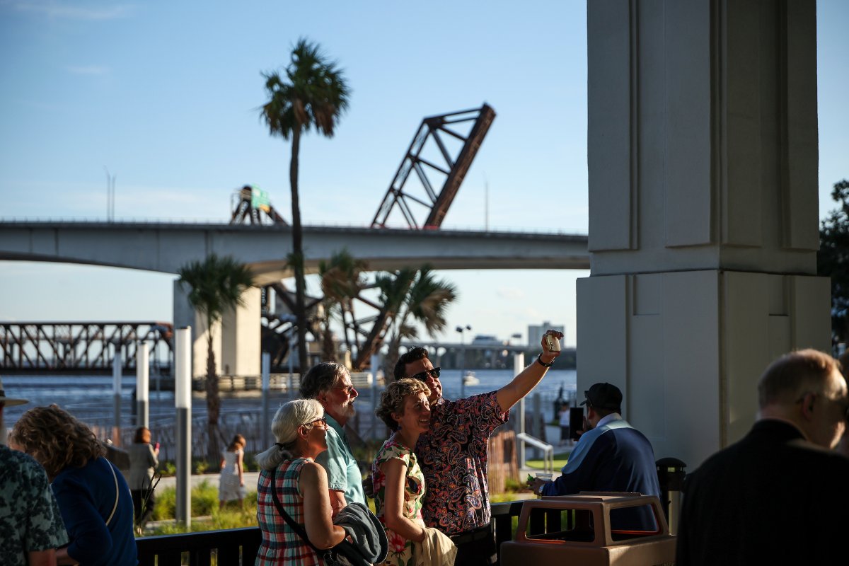 jaxsymphony's tweet photo. Patio views from one of our final concerts of the season! 🩵  When you return this fall, be sure to take in the downtown skyline and explore the new Riverfront Music Garden before experiencing the refreshed Jacoby Symphony Hall. https://t.co/SPrAIIhfgt