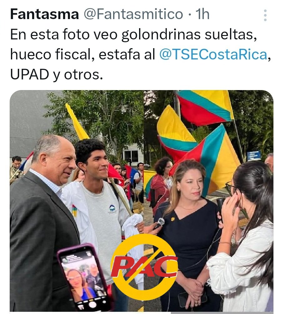 ZumbadoYamileth's tweet photo. @ClaudiaDobles Q montón de ridículos.  Ahora esta tipa cree q puede construir una mejor Costa Rica pero cuando tuvieron el poder se dedicaron a destruir y corromper el país, hasta estafas al TSE hicieron...no olvidemos lo q hacen los políticos del PAC: https://t.co/jBP5PWIKwv
