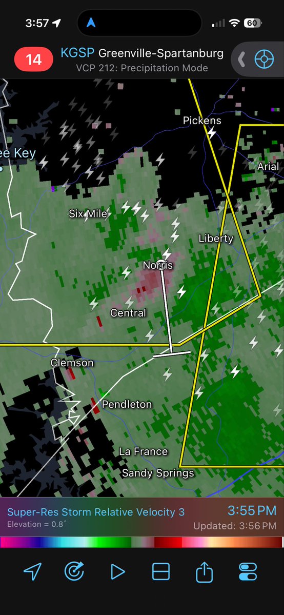 upstatemitch's tweet photo. Nice little notch feeding into this strong thunderstorm with a bit of broad rotation…???    Upstate SC in Pickens County.   @GMengel  @NWSGSP @SCweather_wx  @ChrisJacksonSC https://t.co/JBAlzp70bp