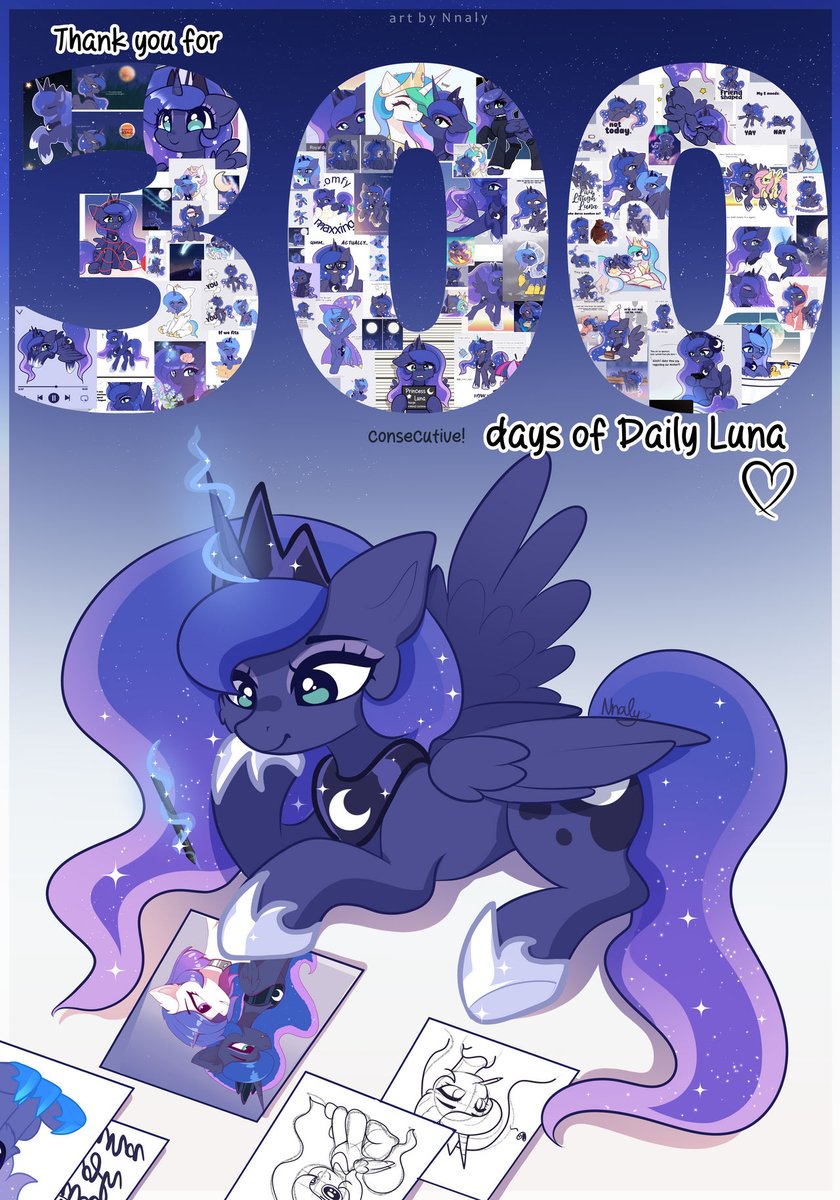 EquestriaDaily's tweet photo. Congrats to @NnalyArt  for 300 days of Luna! I think that's the longest anyone has kept one of these up in the fandom yet.

Time for poni. Go get it all below!

https://t.co/ytUHiEUYwh https://t.co/521ERkufCJ
