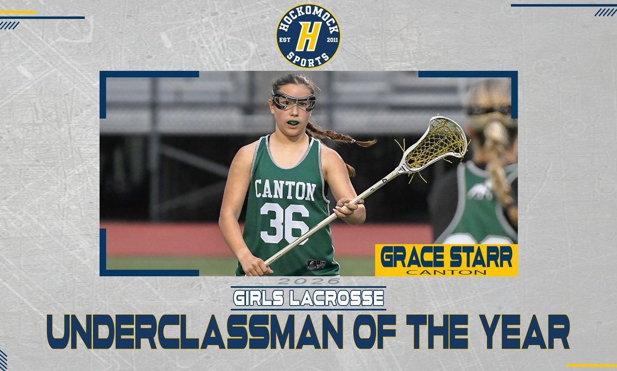 HockomockSports's tweet photo. 𝑼𝑵𝑫𝑬𝑹𝑪𝑳𝑨𝑺𝑺𝑴𝑨𝑵 𝑶𝑭 𝑻𝑯𝑬 𝒀𝑬𝑨𝑹

Canton’s Grace Starr is the 2026 @HockomockSports Girls Lacrosse Underclassman of the Year. 

🔗 Full awards - https://t.co/aNVhw5C60C #hockomock https://t.co/U8N1g6aCA3