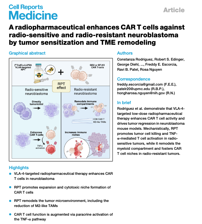 freddyeescorcia's tweet photo. 🚨New work on #radiopharmaceuticals #immunology from our collaboration w Rosa Nguyen @theNCI and @RPatelMDPHD @UPMCHillmanCC!

The interplay bt #radiopharmaceuticals therapy and the immune compartment is a hot topic ☢️!  

Tons of work led by @CotiRodriguez sheds some light! https://t.co/h4jfYjNUU2