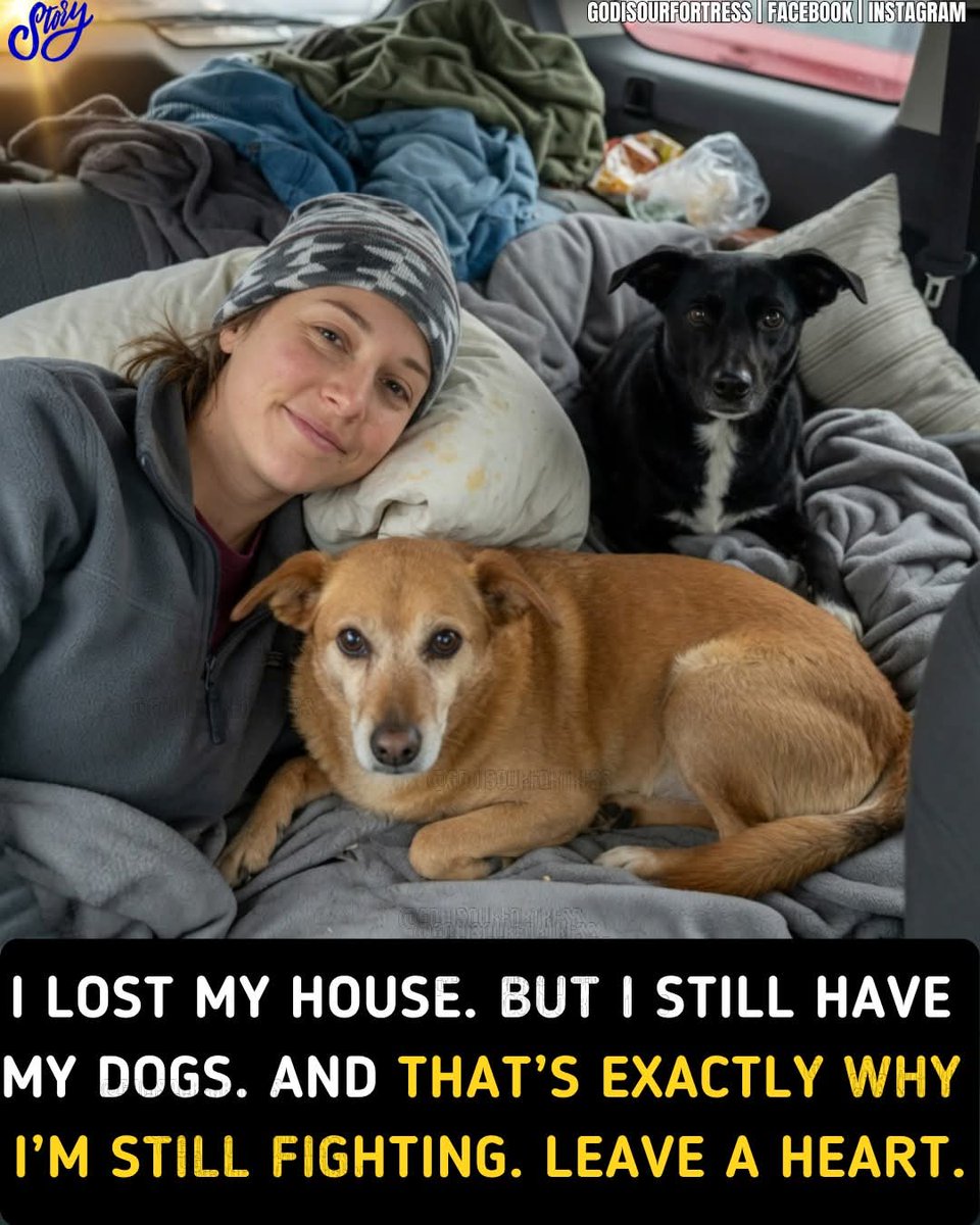 Sabiha1278's tweet photo. “No shelter will take you if you have two dogs.”

That’s what they told me the same week my job vanished and the eviction notice slid under my door.

I had nowhere to go. Just Jasper and Luna staring up at me with those trusting eyes. Every call ended the same: “Come alone… or don’t come at all.”

I chose them.

So we lived in the car. Jackets became pillows, blankets turned into beds, and cold parking lots became our home. I took whatever temp work I could find, praying between shifts while Jasper kept watch from the front seat and Luna curled tight against me in the back.

Nights felt endless. But every morning God gave us just enough strength for one more day.

One rainy Tuesday, a kind volunteer saw us at a gas station. She listened without judging, then quietly shared our story. Hearts began to move. Small miracles started stacking up — gift cards, donations, and finally the keys to a tiny pet-friendly apartment.

Now Jasper and Luna stretch out on our own couch instead of the backseat. Every evening I watch them sleep peacefully and whisper the same grateful prayer.

Choosing my dogs never broke me. Letting them go would have. God stayed close to this brokenhearted girl and carried us through.

“The Lord is close to the brokenhearted and saves those who are crushed in spirit.” — Psalm