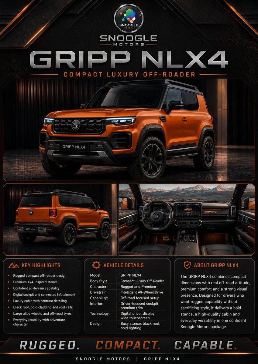 ElliotSnoogle75's tweet photo. Snoogle Motors

Rugged Off-Roader

Gripp LNX4

#SnoogleImages #Snoogle #LivingInspiration #OffRoader #Ideas https://t.co/cDp8m1EDHS