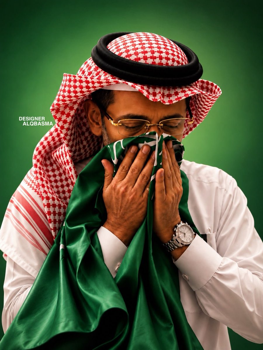 k_h99kh's tweet photo. في حضرة الراية تُختصر الحكايات في قبلةٍ تروي معنى الانتماء 🇸🇦💚🇸🇦. 
#عبدالعزيز_أحمد_بغلف 
@AzizbagBag 
خالد بن عبدالله ✍🏻 https://t.co/paoGQSkp1M