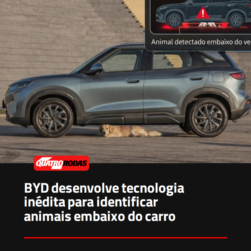 quatrorodas's tweet photo. Nova tecnologia patenteada pela BYD identifica se existe algum animal, pessoa ou outro ser vivo embaixo do carro assim que o motorista dá partida
https://t.co/gxYTViyMcm https://t.co/rtHnCJekOQ
