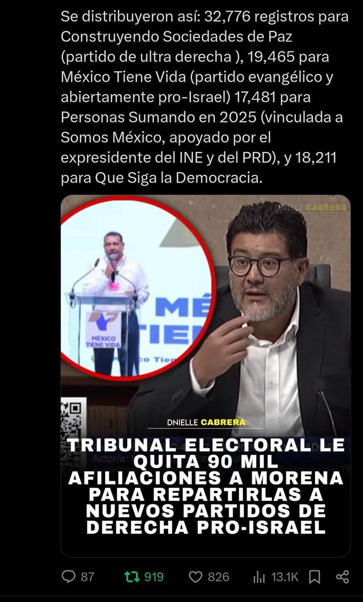 HctorDetectivMx's tweet photo. #EmbargarTvAztecaYa
‼️#NuevosPartidosEspurios‼️
Ojo
@GuillermoSRguez @A_MontielR @CaroRangelG

2027 será un punto sin retorno si no se embarga al TERRORISTA Promotor de Violencia e injerencia de Ricardo Salinas Pliego, por pagar millones para atacar a AMLO y tratar de quitarse #LaPerritaDeTrump

Opacó:
-El ROBÓ del #NarcoPRIAN + TEPJF de afiliados registrados en MORENA, repartidos a las cajas chicas de Claudio X González para ser nuevos partidos

-Que Cabeza de Narco estuviera en el estadio

-Y Sandra Cuevas #LadyMetralletas que puso a la misma gente de la Unión Tepito para con su sucesora la Narco Alcaldesa Unión Tepito Alessandra Rojo de la Vega y ande besándose con otro narco🧵👇🏻

Y al NO EMBARGARLE la CONCESIÓN PÚBLICA que tiene Ricardo Salinas Pliego no solo no se pueda difundir en México como es debido esto, sinó que siga pagando a bots en redes sociales sus campañas de mentiras, cuando se le debería haber embargado TODOS sus activos

Para 2027 intensificará la intervención en elecciones #LaPerraDeTrump, debe ser detenido el Terrorista Digital de Pliego YA‼️
@diazpol @El_Mayo_Monero @MonederoJC @fisgonmonero @JohnMAckerman
@PM_Navegaciones @bethcastilloo @Erickisback1 @Monicao2712 @comsatori @alvaro_delgado @jet1403 @JulianMaciasT @manuelhborbolla @epigmenioibarra @LuisaAlcalde
@mariollergo @razagave @cpabogadossc @MalthusGamba @NormanFPearl @JesusRCuevas @elgatopolitico_ @sevillacritico
@IzqNoticiasMx @fisgonmonero
@MonederoJC
@Katsuragui @DoctorZamudio
@catrina_nortena @oceloxochitl_  
@santillanpe1 @GustavoRocMtz @abrahamendieta @YosoyPedrero @JorgeArmandoR_ @jgnaredo @fabriziomejia @Anamariavazquez  @CarlosVZenteno
@ZuritaCarpio @craviotocesar @Javier_Hidalgo @temotizox @La_Patty_Boop